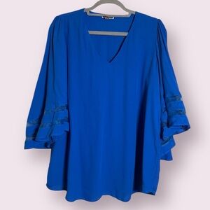 Chelsea28 Bell Sleeve V Neck Blouse Medium